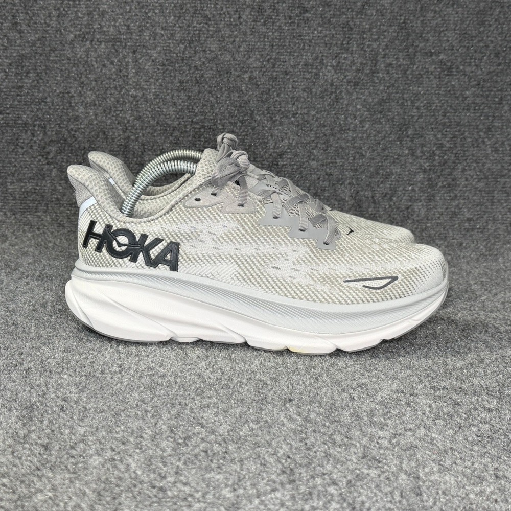 Hoka Clifton 9 Running Shoes Men's 9 Grey Athletic Run Training Sneakers